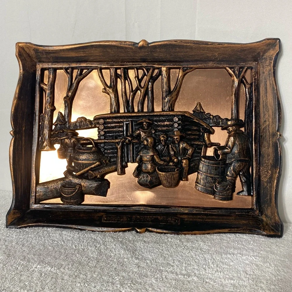 Vintage Coppercraft 3D Wall Art Copper Metalware Plaques Maple Sugar Time - Picture 1 of 15